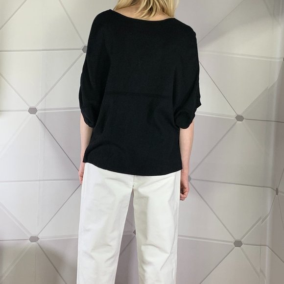 Renuar Short Sleeve Cardigan Sweater in Black Knit - Picture 7 of 7